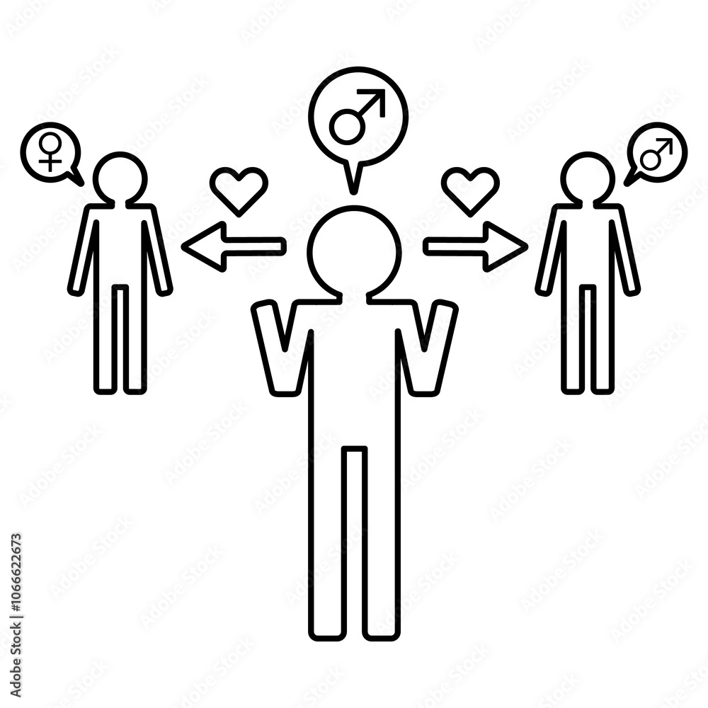 黒の男性のバイセクシャルの人物をイメージしたアイコン