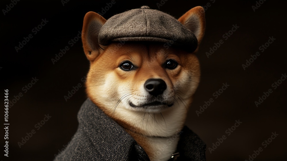 Dog portrait detective outfit shiba inu fashion, dog occupation look, cool hat coat, pet fashion
Dog portrait detective outfit shiba inu fashion, dog occupation look, cool hat coat, pet fashion