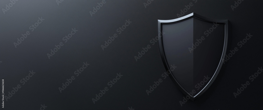 Elite 3d Icon safety shield. symbol security safety icon. royal black empty blank shield for design with Copy space in minimalistic style. 3d vector illustration. Dark black background, premium status Elite 3d Icon safety shield. symbol security safety icon. royal black empty blank shield for design with Copy space in minimalistic style. 3d vector illustration. Dark black background, premium status