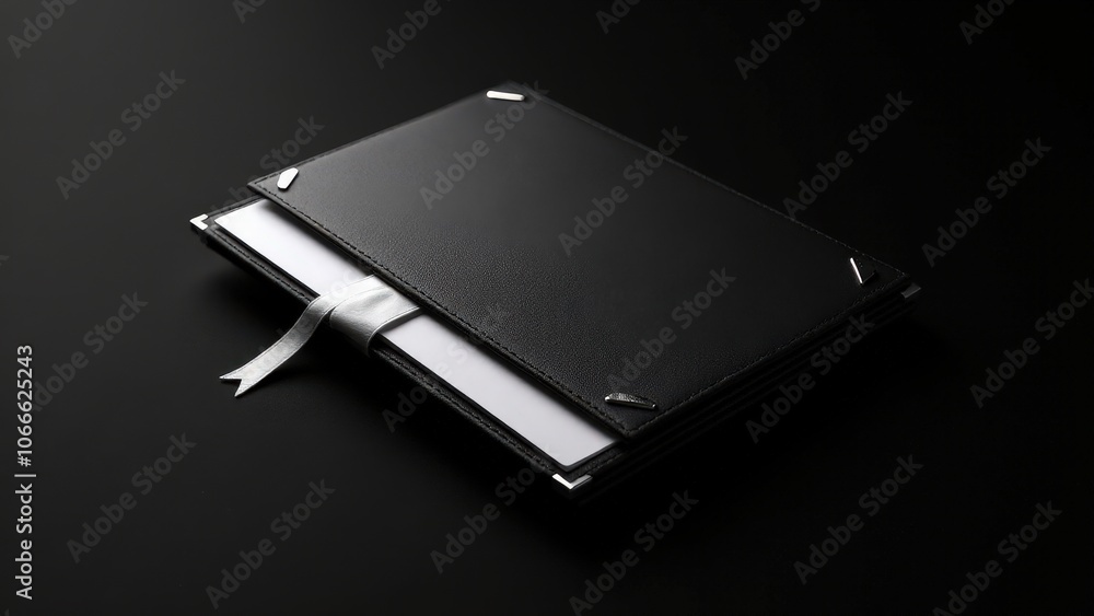 Realistic leather business folder mockup with metallic corners and luxury leather texture Realistic leather business folder mockup with metallic corners and luxury leather texture