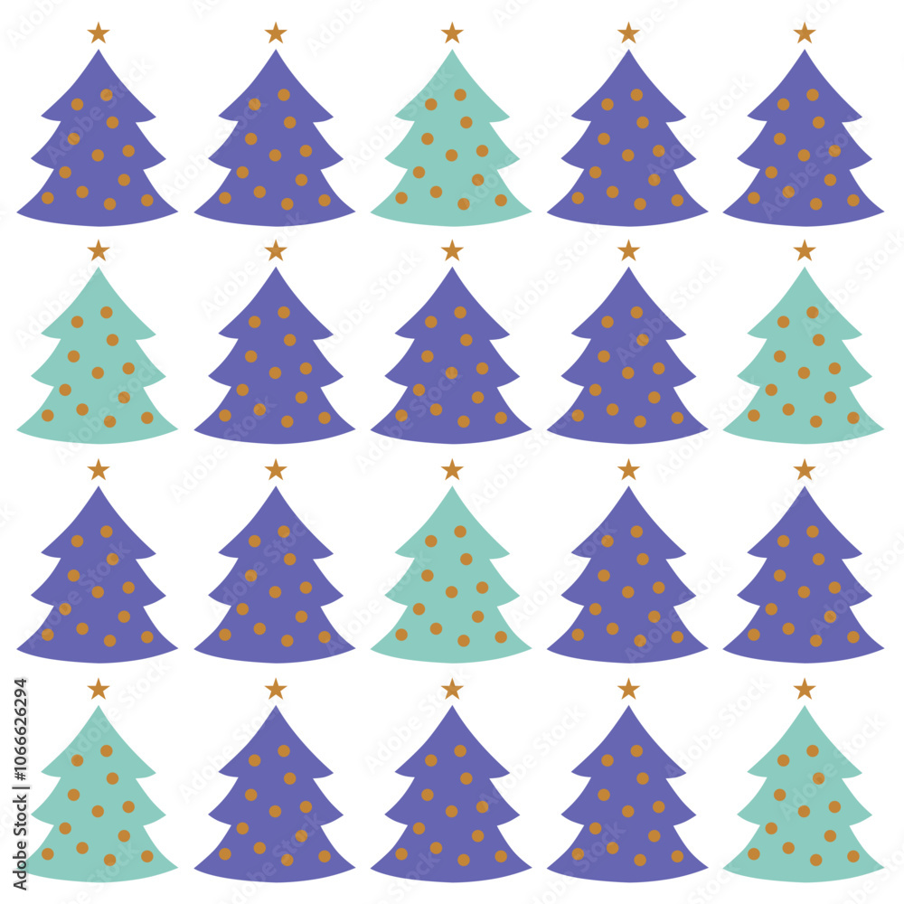 Obraz premium VINTAGE CHRISTMAS TREES PATTERN TEXTURE BACKGROUND VECTOR