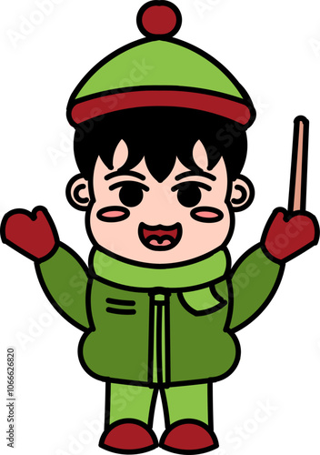 A boy wearing winter clothes 