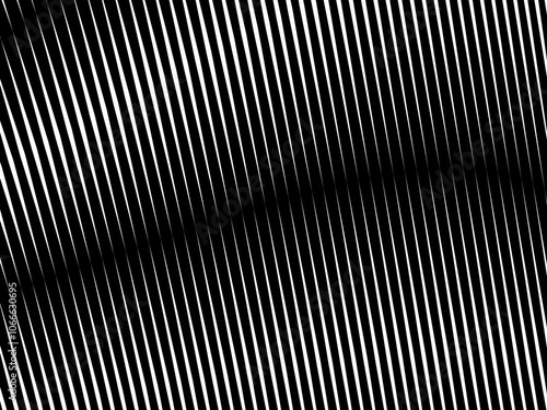 Abstract art geometric background with shiny abstract 3d black and white stripes pattern. Black and white optical illusion with waves and transitions.