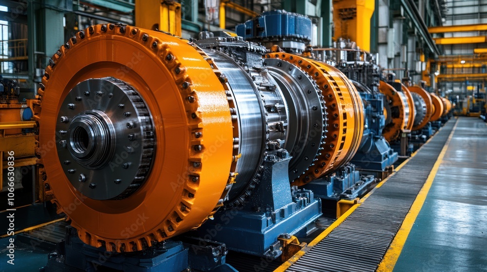 Large hydraulic machinery is compressing and forming materials in a heavy industry plant Large hydraulic machinery is compressing and forming materials in a heavy industry plant