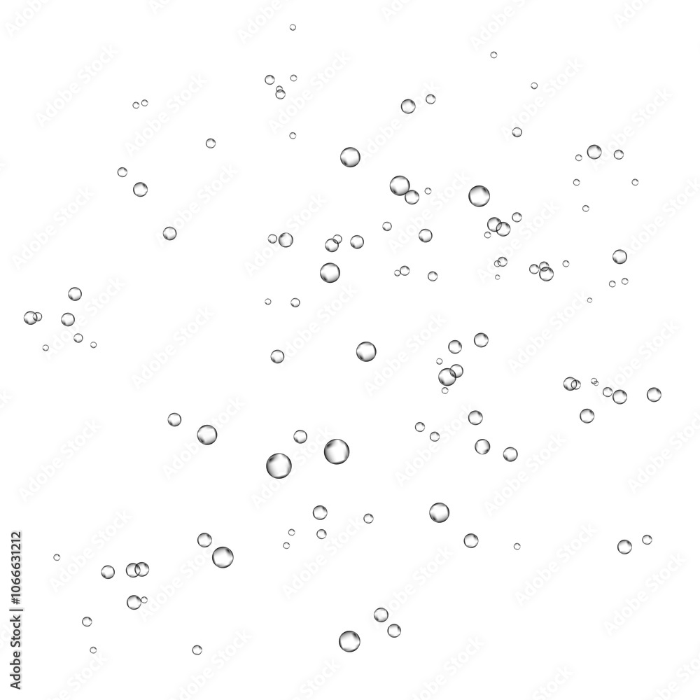 Oxygen air bubbles flow in water on white background. Oxygen air bubbles flow in water on white background.