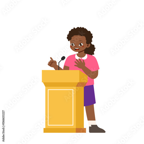 Kids Giving a Speech Girl Pink Clothes