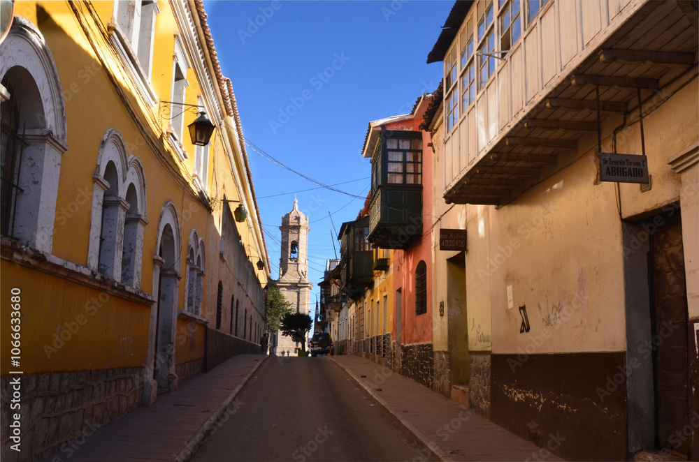 Fototapeta premium View of the old town of Potosi with colonial streets, Bolivia