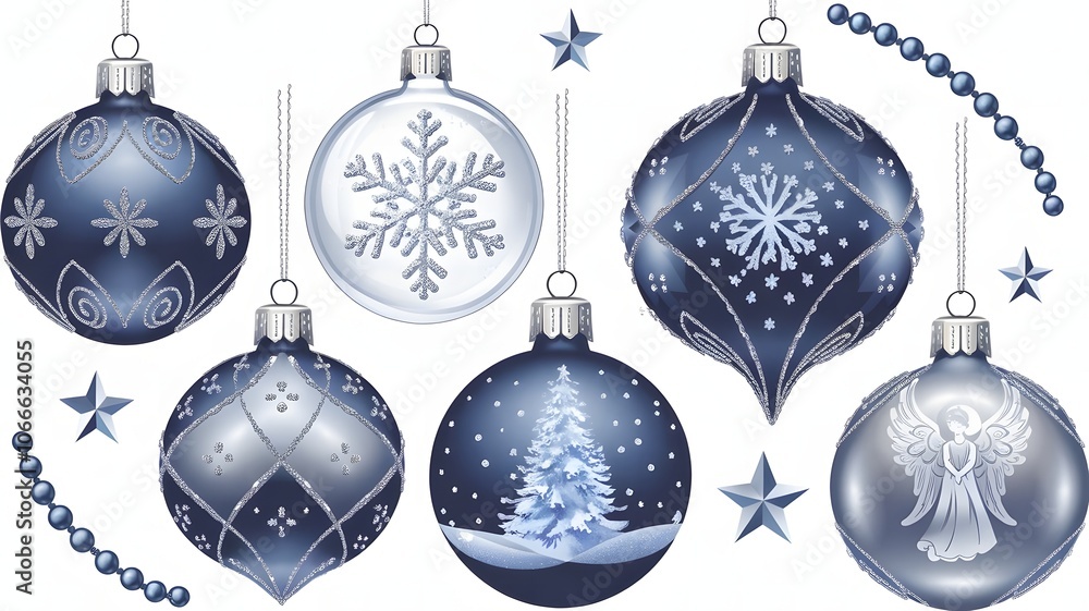 Christmas snow globe flat icons set. Crystal snowball with winter landscape Christmas snow globe flat icons set. Crystal snowball with winter landscape