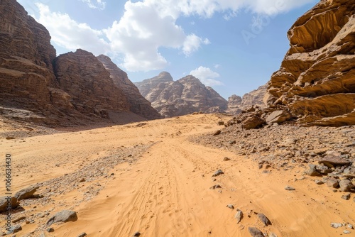 Desert Landscape in Wadi Rum, Jordan.