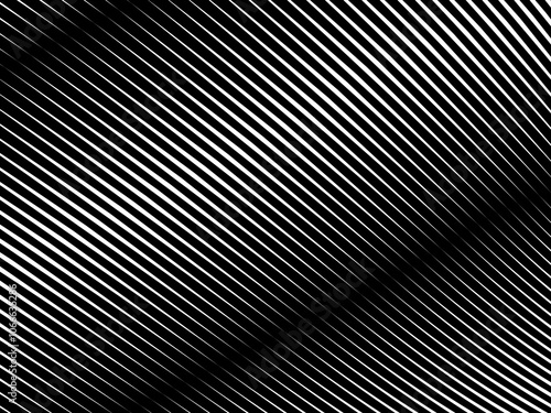 Abstract art geometric background with shiny abstract 3d black and white stripes pattern. Black and white optical illusion with waves and transitions.