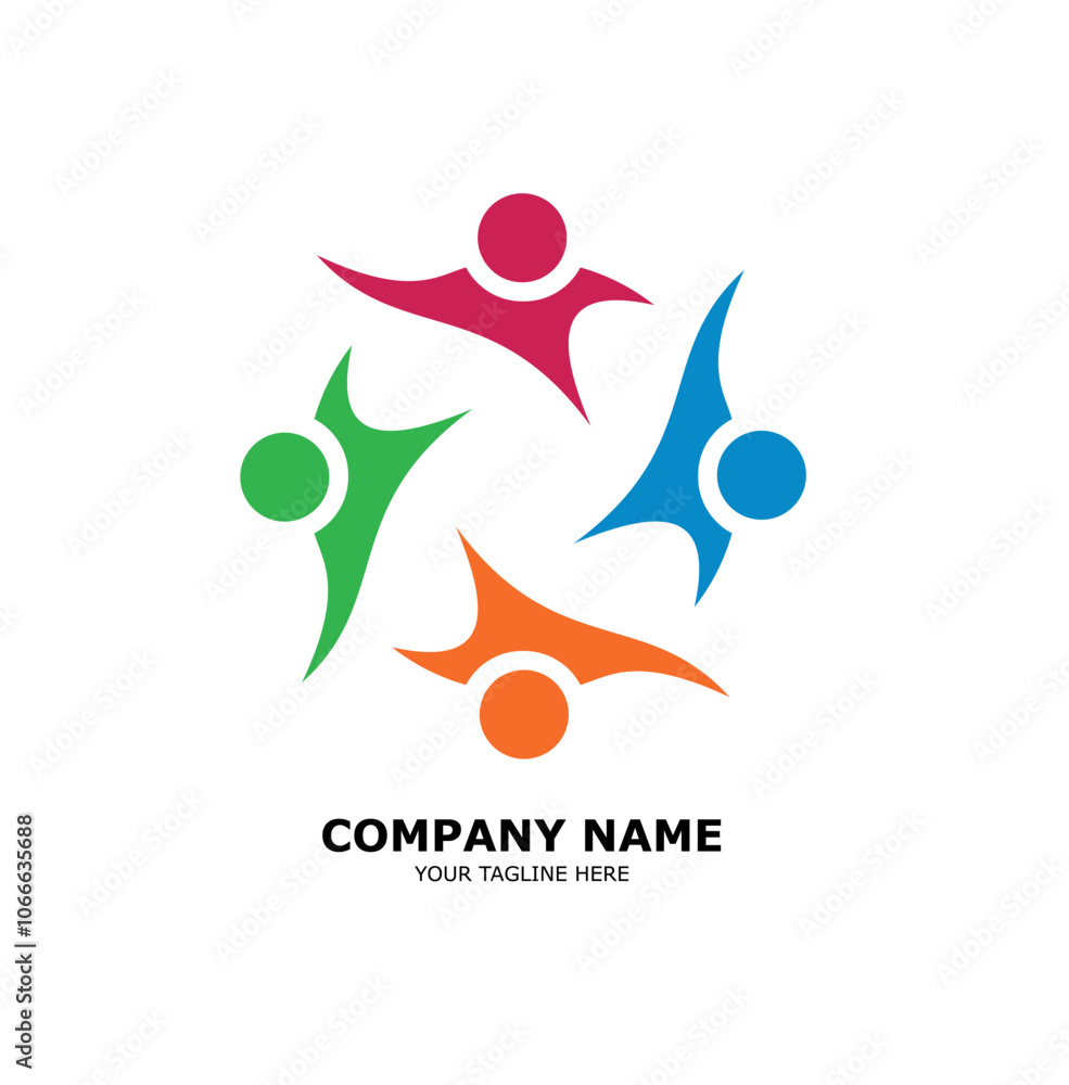 Colorful People Group Team Logo Design Illustration Colorful People Group Team Logo Design Illustration