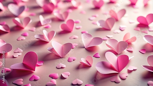 Pink Hearts on Light Pink Background Fashion Photography