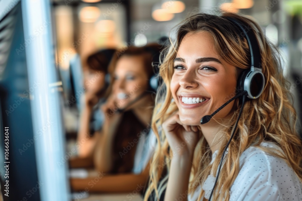 Customer Support Phone. Smiling Call Center Team Working with Clients and Providing Services Customer Support Phone. Smiling Call Center Team Working with Clients and Providing Services