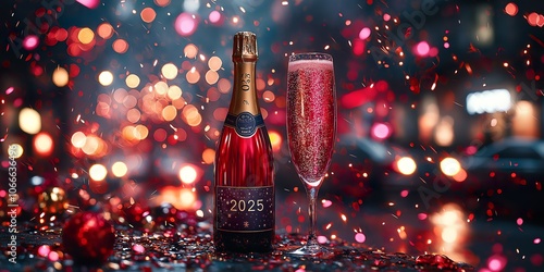 celebrating with champagne the new year of 2025 on an elegant background .
