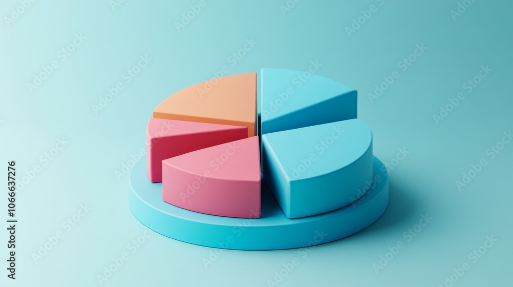 Obraz premium Colorful Pie Chart on Blue Background for Data Analysis