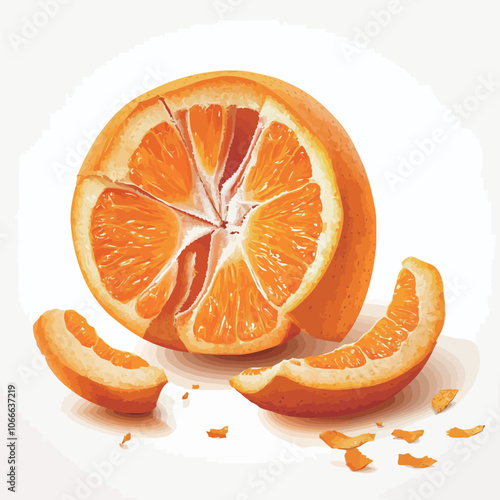 Sliced orange isolated on a white background. Vector illustration. 