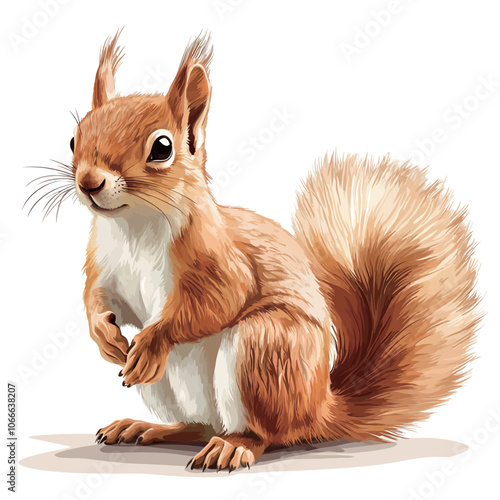 Squirrel on white background. Vector illustration of a cute squirrel.
