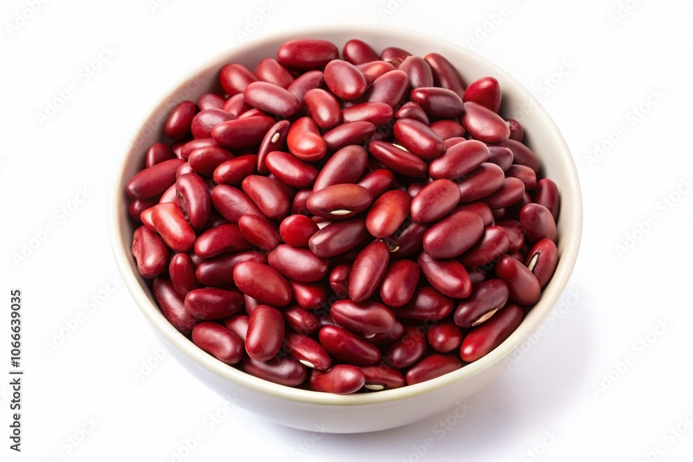 A bowl brimming with vibrant dried red beans, a high-resolution close-up. A bowl brimming with vibrant dried red beans, a high-resolution close-up.