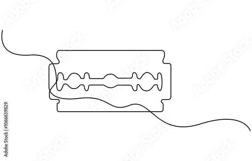 continuous single drawn one line razor hand-drawn picture silhouette. Line art cutting blade razor, Continuous line drawing of shaving razor, single line art