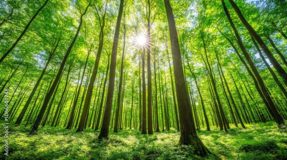Sunlight Through Lush Green Forest Canopy Sunlight Through Lush Green Forest Canopy