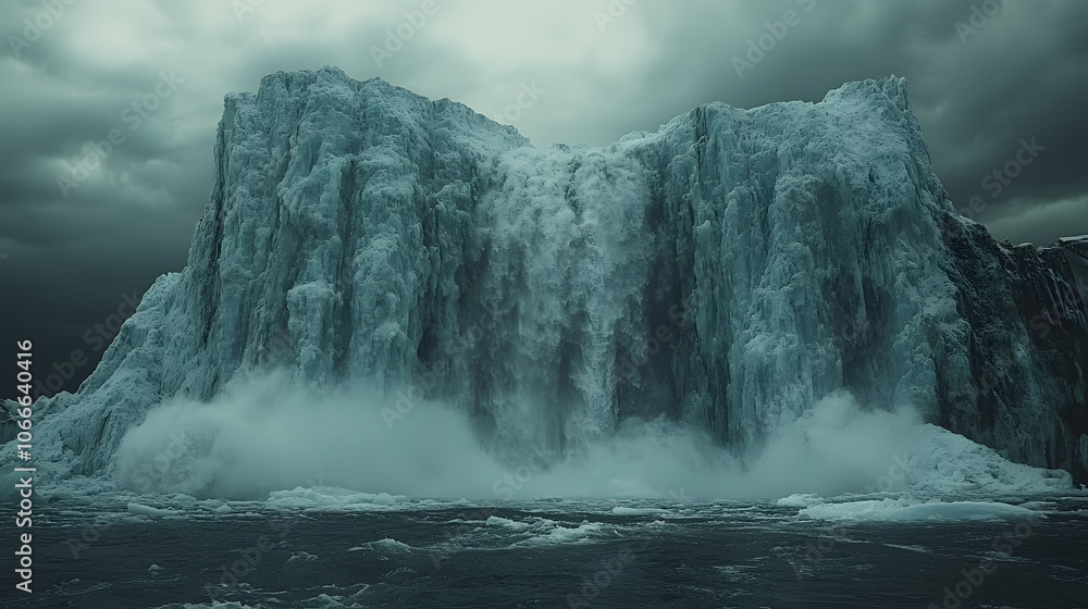 A thought-provoking photography of a melting glacier, capturing the stark reality of climate change and its impact on the environment, urging viewers to consider the importance of nature conservation A thought-provoking photography of a melting glacier, capturing the stark reality of climate change and its impact on the environment, urging viewers to consider the importance of nature conservation