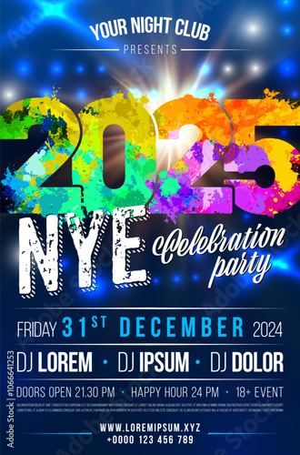 Vibrant 2025 poster for New Year's celebration party