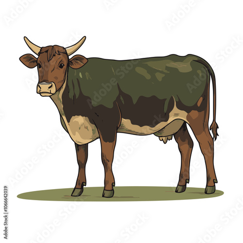 Flat vector illustration of a cow