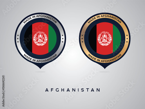 Made in Afghanistan. labels, stickers, pointer, badge and symbol of Afghanistan flag icon. Collection vector illustration photo