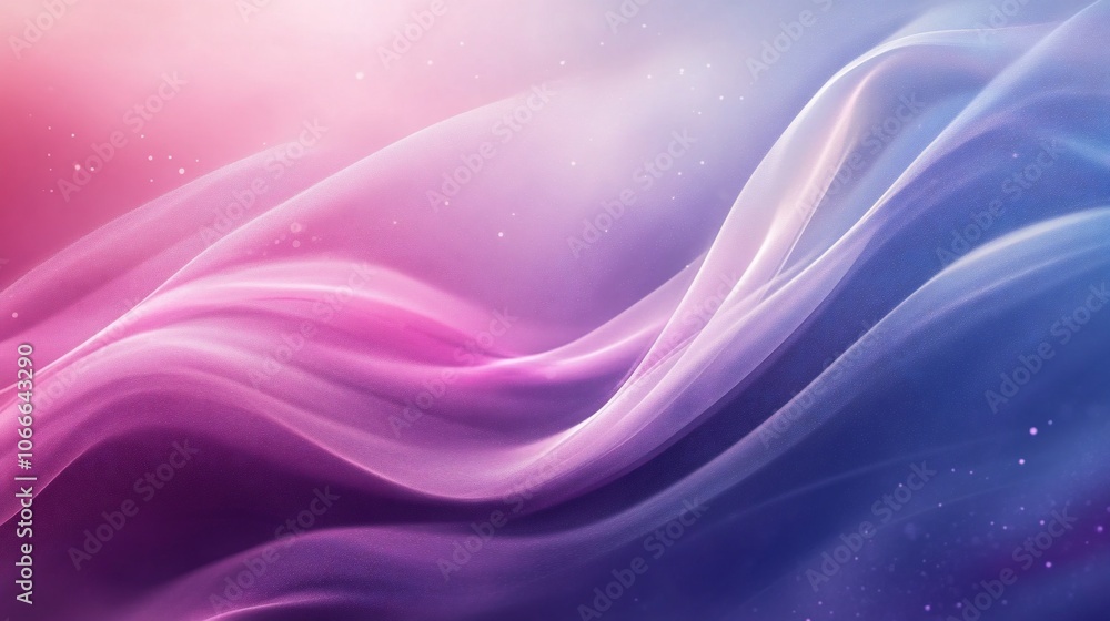 Abstract pink, blue, and white flowing waves with bokeh and glitter. Abstract pink, blue, and white flowing waves with bokeh and glitter.