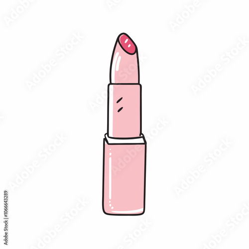 Pink lipstick Makeup tube Linear color illustration (11)