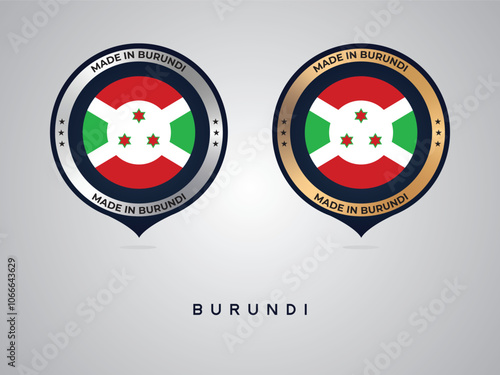 Made in Burundi. labels, stickers, pointer, badge and symbol of Burundi flag icon. Collection vector illustration photo