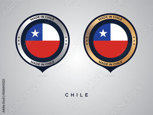 Made in Chile. labels, stickers, pointer, badge and symbol of Chile flag icon. Collection vector illustration photo