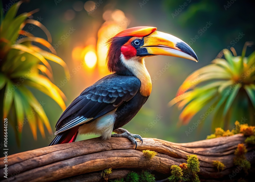 Fototapeta premium Sulawesi Hornbill Long Exposure, Tangkoko National Park, Indonesia