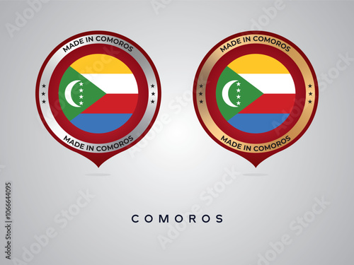 Made in Comoros. labels, stickers, pointer, badge and symbol of Comoros flag icon. Collection vector illustration photo