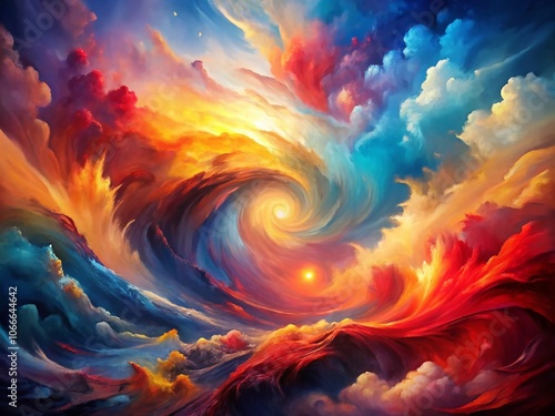 Ethereal Flow of Swirling Colors - Vibrant Watercolor Abstract Background of Passion and Serenity