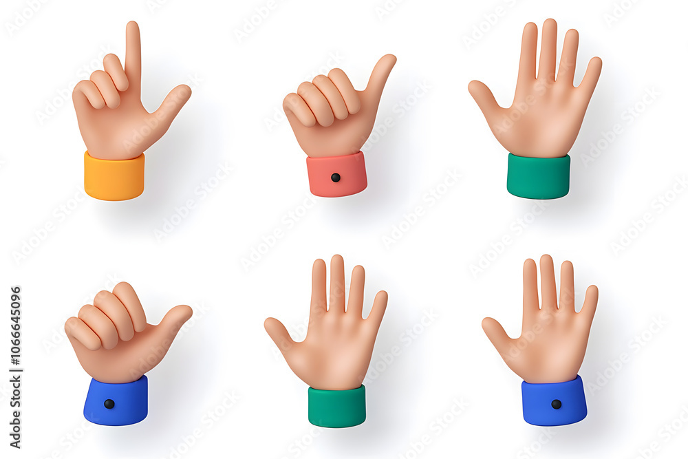 Fototapeta premium 3d cartoon hands showing gestures collection isolated on white