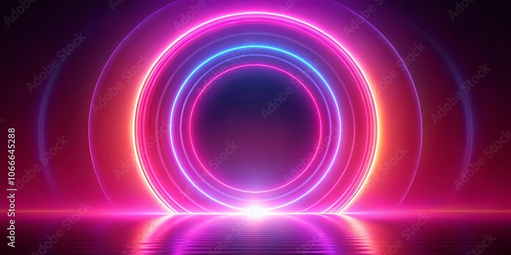 Glowing Circular Portal Reflecting on a Still Surface Glowing Circular Portal Reflecting on a Still Surface