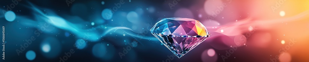 A diamond is shown in a blue and purple background