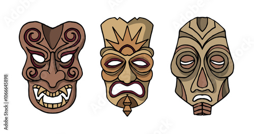 Tribal Masks Vector Illustration collection