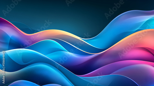 Abstract blue and purple liquid wavy shapes futuristic banner. Glowing retro waves vector background