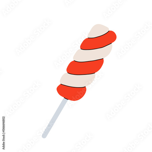 Christmas candy, sweets, lollipops, candy cane set. Peppermint candies red and white collection. Assorted striped and swirl caramel.