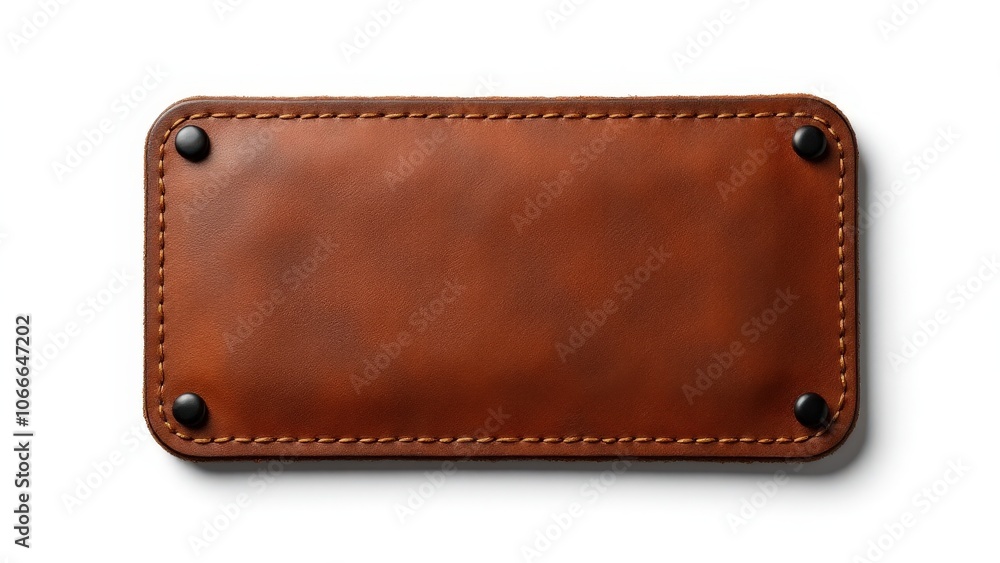 Minimalist embroidered patch mockup with visible stitching and leather texture Minimalist embroidered patch mockup with visible stitching and leather texture