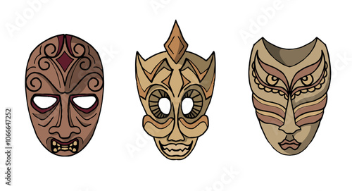 Tribal Masks Vector Illustration collection