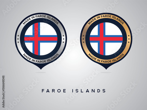 Made in Faroe Islands. labels, stickers, pointer, badge and symbol of Faroe Islands flag icon. Collection vector illustration