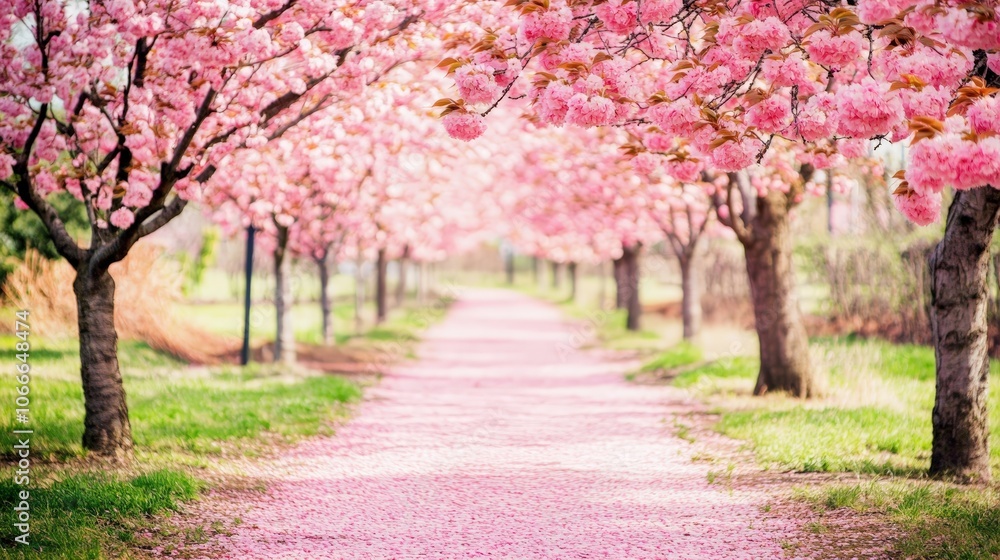 Naklejka premium Path Through Cherry Blossoms.