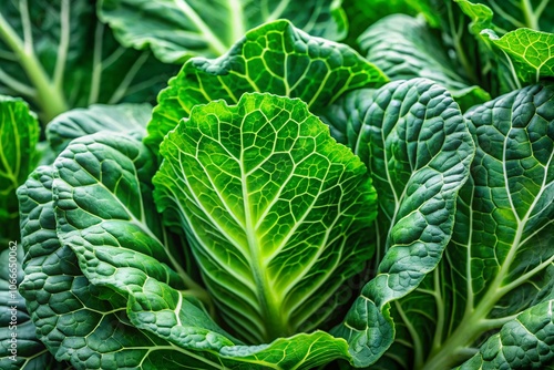 Fresh Collard Greens on White Background - Vibrant Green Leaves for Healthy Cooking and Nutritious Vegetarian Dishes