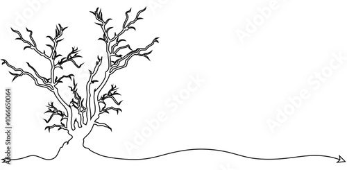 dry tree illustration. Plants or trees will die and dry up if you are unable to care for them. If you want a more colorful life, take care of them