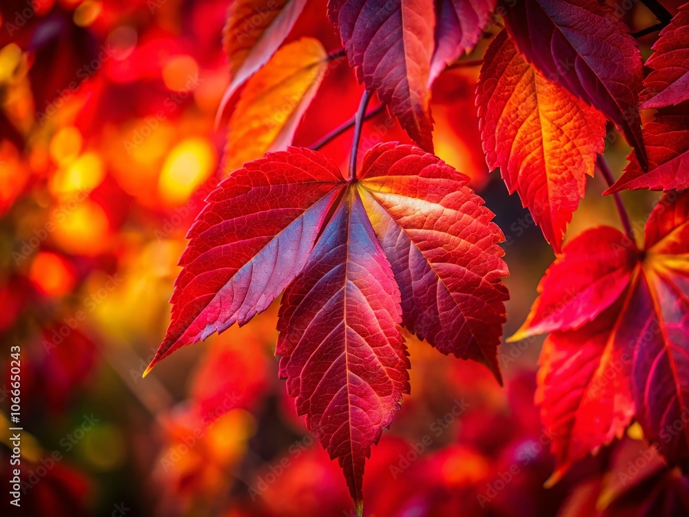 Close-up of vibrant red autumn leaves, a vertical shot. Close-up of vibrant red autumn leaves, a vertical shot.