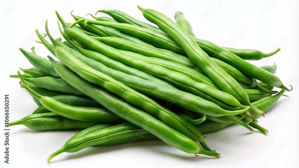 Fresh Green Beans Isolated on White Background for Healthy Cooking, Vegan Recipes, Organic Produce, and Nutritional Diets Fresh Green Beans Isolated on White Background for Healthy Cooking, Vegan Recipes, Organic Produce, and Nutritional Diets