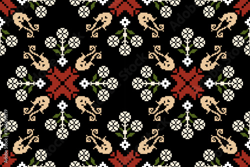 Beautiful seamless cross stitch pattern.geometric ethnic oriental pattern traditional background.Aztec style,abstract,vector,illustration.design for texture,fabric,clothing,wrapping,decoration,carpet.